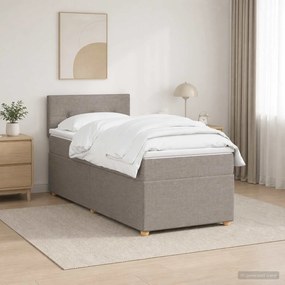 vidaXL Κρεβάτι box spring με στρώμα Taupe 90 x 200 cm Ύφασμα