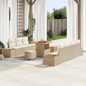 vidaXL Σετ Καναπέ Κήπου με μαξιλάρι 10 pcs Μπεζ, Κρέμα 80 x 80 x 71 cm
