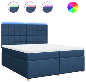 vidaXL Κρεβάτι Boxspring με Στρώμα Μπλε 200x200 εκ. Υφασμάτινο