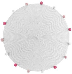 Χαλί Παιδικό Στρογγυλό 027.1609491 White-Pink 90X90cm Round