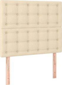 vidaXL Κρεβάτι Boxspring με Στρώμα Κρεμ 90x200 εκ.Υφασμάτινο