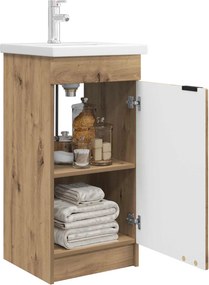 vidaXL Καθρέφτης μπάνιου με νιπτήρα Artisan Δρυς 42 x 40 x 84,5 εκ