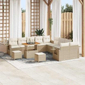vidaXL Σετ Καναπέ Κήπου 13 pcs Μπεζ συνθετικό ρατάν