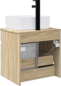 vidaXL Επιτοίχιο έπιπλο νιπτήρα μπάνιου Sonoma Δρυς 49 x 41 x 80 cm