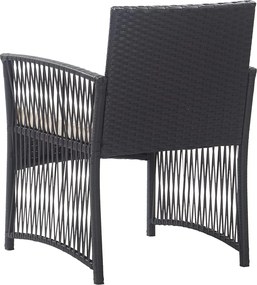 vidaXL Πολυθρόνες Εξωτερ. Χώρου 2 τεμ. Μαύρες Συνθ.Ρατάν με Μαξιλάρια