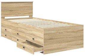 vidaXL Καναπές Κρεβάτι με συρτάρι Σονομα δρυς και Μαύρο 75 x 190 cm