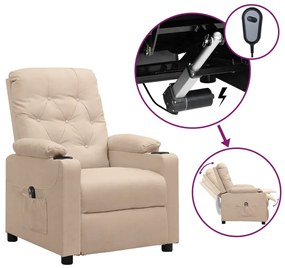 vidaXL Πολυθρόνα Ανακλινόμενη Ηλεκτρική Κρεμ Υφασμάτινη