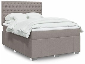 VidaXL Κρεβάτι Boxspring με Στρώμα Taupe 140x190 εκ. Υφασμάτινο