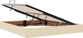 vidaXL LED Κρεβάτι αποθήκευσης με στρώμα Κρέμ 160 x 200 cm Ύφασμα