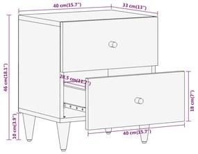 Κομοδίνο 40 x 33 x 46 εκ. από Μασίφ Ξύλο Μάνγκο - Καφέ