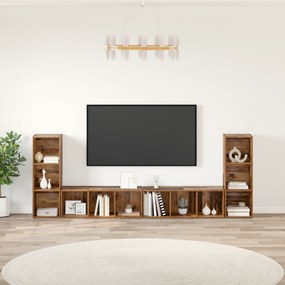 vidaXL Ντουλάπι TV με ράφι με αποθήκευση 4 pcs Παλιό ξύλο 37 x 35 x 107.5 εκ.