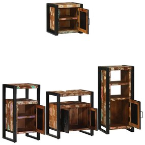 vidaXL Σετ Επίπλων Μπάνιου με ράφι 4 pcs Καφέ Στερεό ξύλο μάνγκο