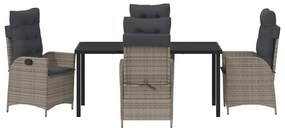 vidaXL Σέτ φαγητού για κήπο με μαξιλάρι 5 pcs Γκρι συνθετικό ρατάν