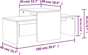 vidaXL Σετ Τραπεζάκια Σαλονιού Sonoma Δρυς 100x48x40 εκ. Επεξ. Ξύλο