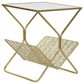 Ράφι για περιοδικά DKD Home Decor Χρυσό Μέταλλο Καθρέφτης 45 x 45 x 55 cm