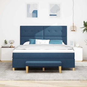 vidaXL Κρεβάτι με ελατήρια με στρώμα Μπλε 180 x 200 cm ύφασμα