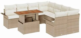 vidaXL Σετ Καναπέ Κήπου με μαξιλάρι 9 pcs μπεζ και κρεμ
