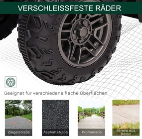 HOMCOM Ηλεκτρικό Τετράτροχο για Παιδιά, μέγιστο 4 km/h, από 3 ετών, προβολείς LED, σύνδεση μουσικής, μαύρο+πράσινο 88 x 45 x 50 cm