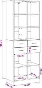 vidaXL Βιβλιοθήκη Μαύρη δρυς 30 x 42.4 x 185.2 εκ.