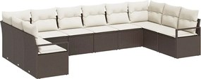 vidaXL Σετ Καναπέ με μαξιλάρι 10 pcs Καφέ συνθετικό ρατάν