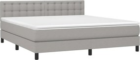 vidaXL Κρεβάτι Boxspring με Στρώμα &amp; LED Αν.Γκρι 160x200 εκ Υφασμάτινο