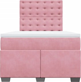 vidaXL Κρεβάτι Boxspring με Στρώμα Ροζ 120x200 εκ. Βελούδινο
