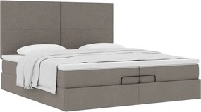 vidaXL Οθωμανικό κρεβάτι με στρώματα Taupe 200x200cm ύφασμα