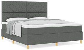 vidaXL κρεβάτι  Box Spring με στρώμα σκούρο γκρι Super King ύφασμα