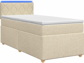 vidaXL Κρεβάτι box spring με στρώμα Κρεμ 80 x 200 cm Ύφασμα