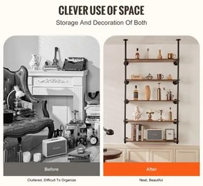 VEVOR Industrial Pipe Shelf 5 Tier 2PCS 9.84in W Wall-Mount Planks NOT Included