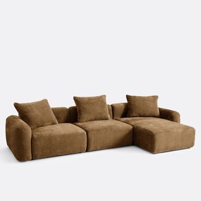 Δεξιός γωνιακός μοντέρνος καναπές 3 θέσεων από ζακάρ chenille, AMAD