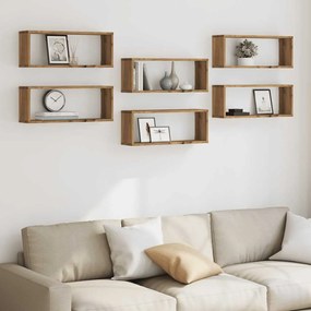 Ράφια κύβων τοίχου 6 τεμάχια Artisan Oak Κατασκευασμένο ξύλο - Καφέ