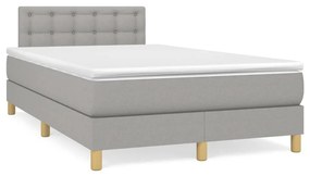 vidaXL Κρεβάτι Boxspring με Στρώμα Ανοιχτό Γκρι 120x200 εκ. Υφασμάτινο