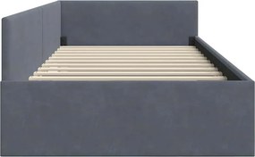 vidaXL Κρεβάτι Γωνίας Σκούρο Γκρι 90 x 190 cm Βελούδο