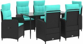 vidaXL Σετ Τραπέζι Καναπέ 7 pcs PE Ρατάν και Ατσάλι με Σκόνη