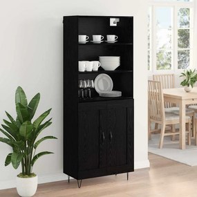 vidaXL Highboard με συρτάρι 2 pcs Μαύρη Οξυά Επεξεργασμένο ξύλο