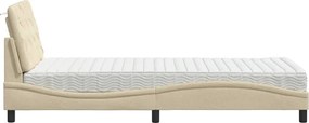 vidaXL Κρεβάτι με Στρώμα Κρεμ 90x190 εκ.Υφασμάτινο