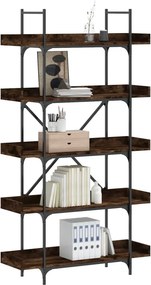 vidaXL Βιβλιοθήκη 5 Επιπέδων Καπνιστή Δρυς 100x33x180,5 εκ. Επεξ. Ξύλο