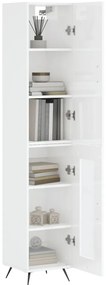 vidaXL Ντουλάπι Γυαλ. Λευκό 34,5 x 34 x 180 εκ. από Επεξεργασμένο Ξύλο