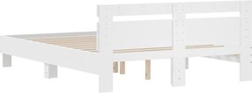 vidaXL Πλαίσιο Κρεβατιού με Κεφαλάρι Λευκό 140x200 εκ. Επεξ. Ξύλο