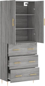 vidaXL Ντουλάπι Γκρι Sonoma 69,5 x 34 x 180 εκ. Επεξεργασμένο Ξύλο