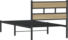 vidaXL Σκελετός Κρεβ. Χωρίς Στρώμα Sonoma Δρυς 100x200 εκ. Μεταλλικό
