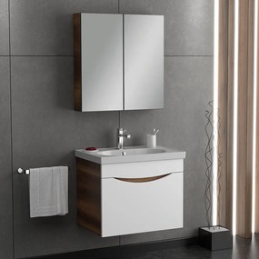 Martin Smile 85 White Matt  MDF - Πάγκος με Νιπτήρα &amp; Καθρέπτη