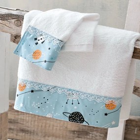 Πετσέτες Παιδικές Σετ 2τμχ Astroworld White-Ciel Ρυθμός Towels Set 100% Βαμβάκι
