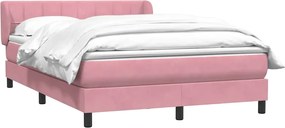 vidaXL Box Spring κρεβάτι με στρώμα ροζ 140x220 cm Βελούδινο