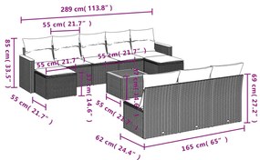 vidaXL Σαλόνι Κήπου Σετ 11 Τεμαχίων Μαύρο Συνθετικό Ρατάν με Μαξιλάρια