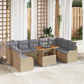 vidaXL Σετ Καναπέ Κήπου 10 pcs μπεζ και ανοιχτό γκρι 100 x 55 x 73 εκ