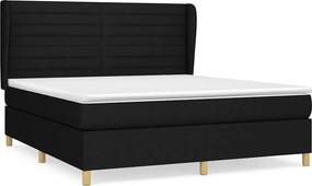 vidaXL Κρεβάτι Boxspring με Στρώμα Μαύρο 180x200 εκ. Υφασμάτινο