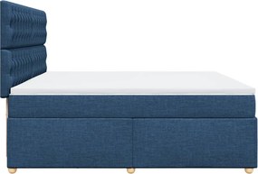 vidaXL Κρεβάτι Boxspring με Στρώμα Μπλε 200x200 εκ. Υφασμάτινο
