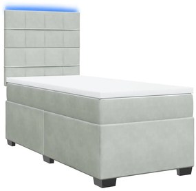 vidaXL Κρεβάτι Boxspring με Στρώμα Ανοιχτό Γκρι 100x200 εκ. Βελούδινο